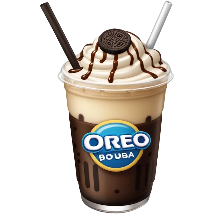 Oreo and boba with brown sugar drizzle beverage emoji