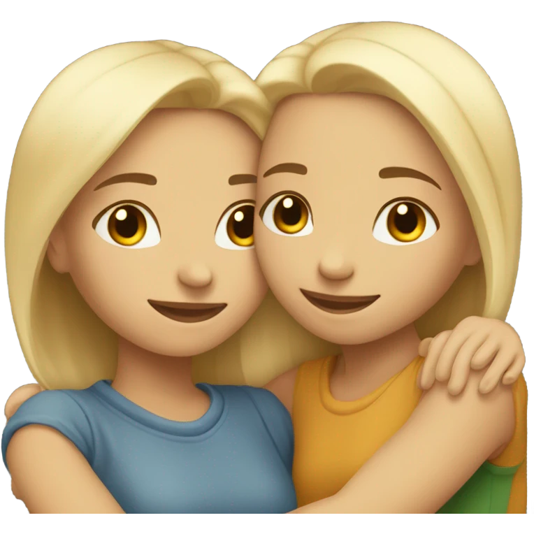 Two girls light skin girls hugging  emoji