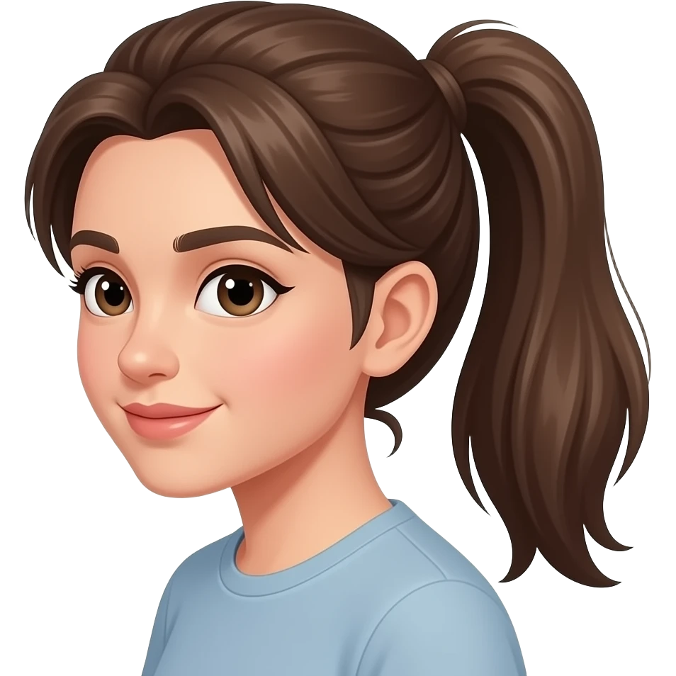 Brown pulled back pony tail emoji