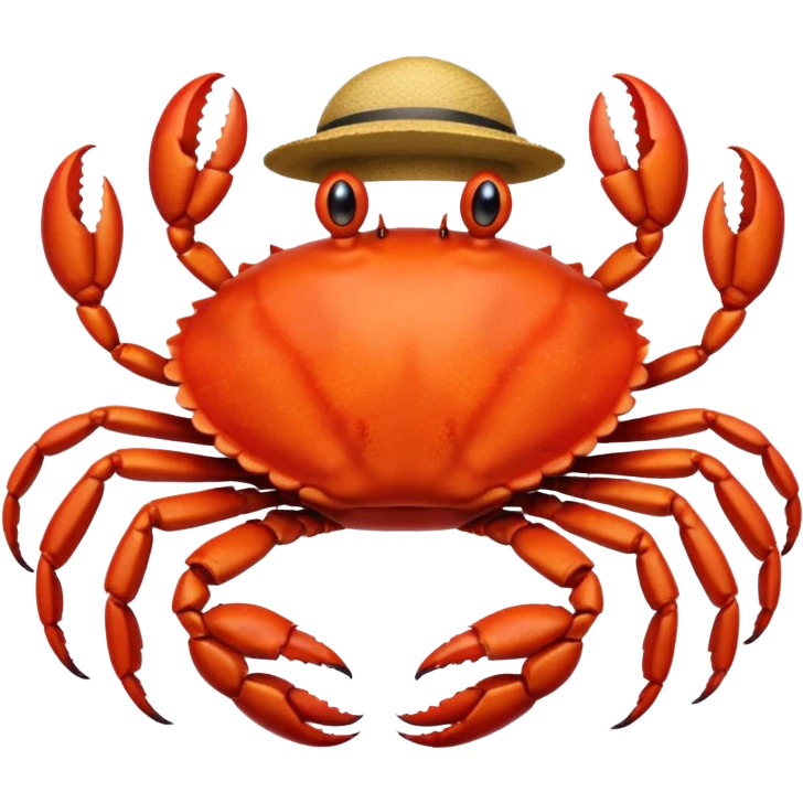 a crab with a hat with written "carbonfact" on it emoji