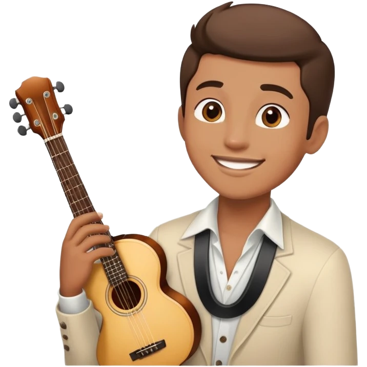 Musician with a confident smile looking up emoji