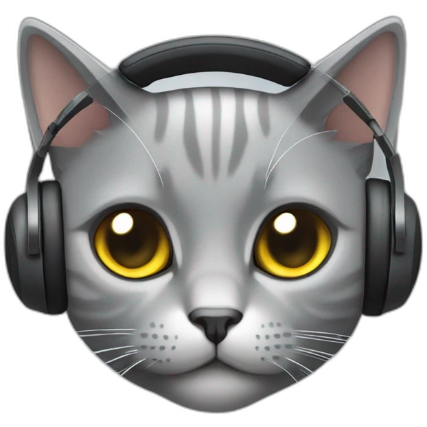 All Grey British short hair cat wearing gaming headset emoji