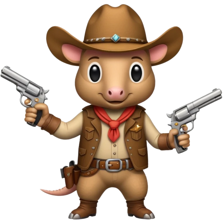 Cowboy armadillo with a pistol emoji