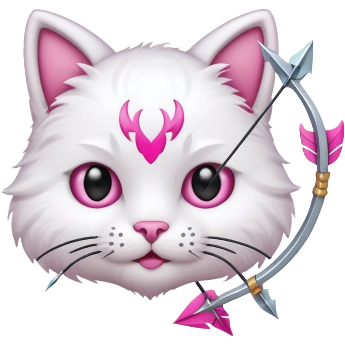 Emoji cat head white emoji with pink bow and arrow emoji