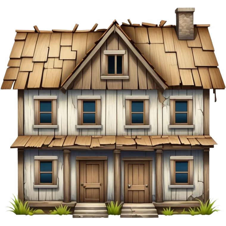 a house merged with a derelict house, split down the middle emoji
