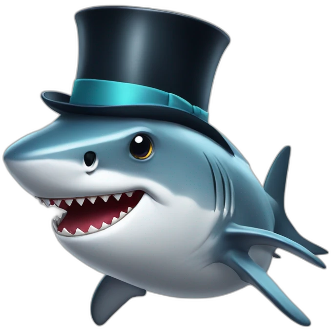 Shark with a top hat emoji