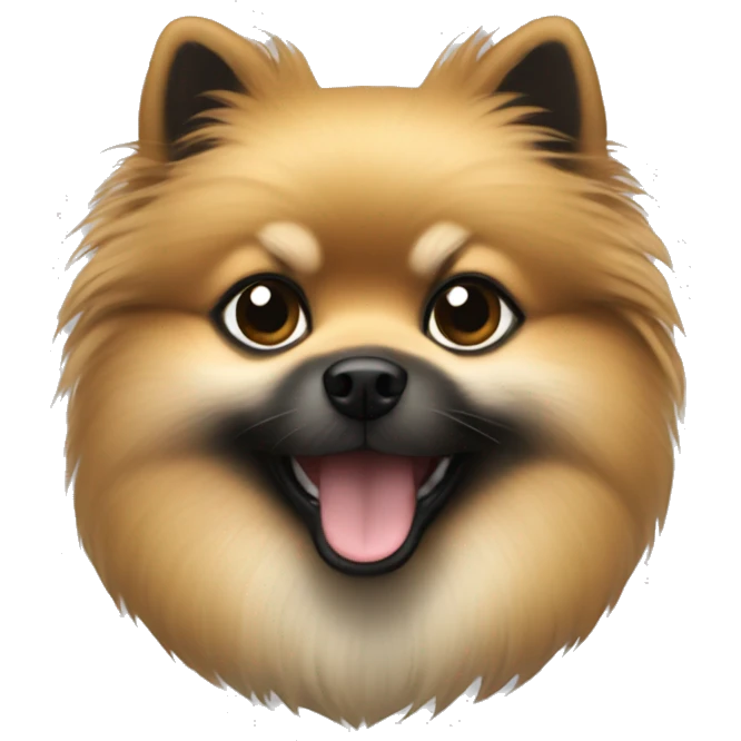Create a pomeranian emoji in black tan coloring emoji