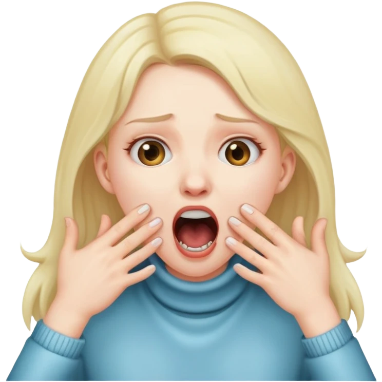 Girl with hands around her throat screaming emoji