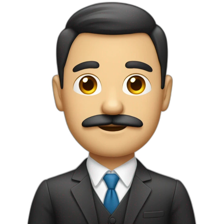 hombre de negocios que encoje los hombros con traje y sin bigotes emoji