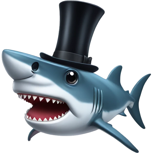Shark with a top hat emoji