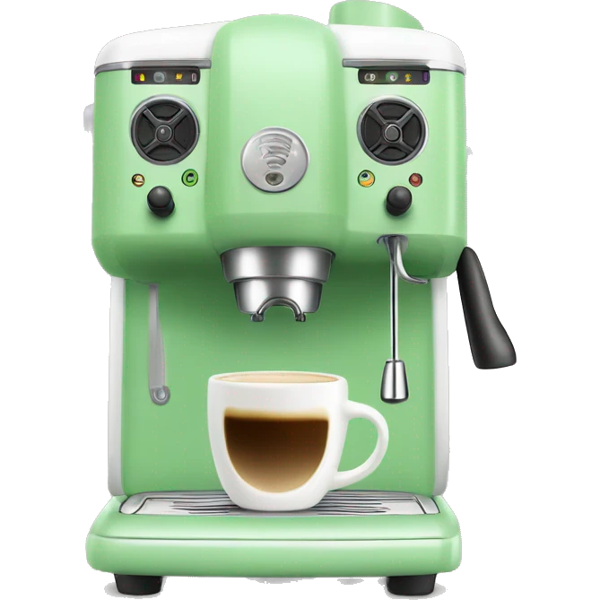 light baby green espresso machine with a white cup on it emoji