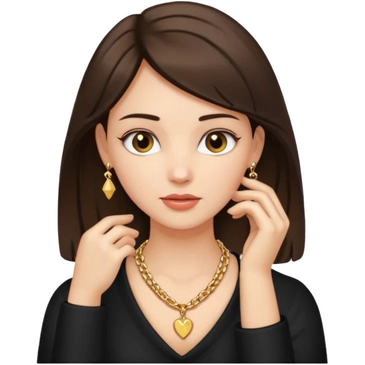 Brunette girl with hand on neck emoji