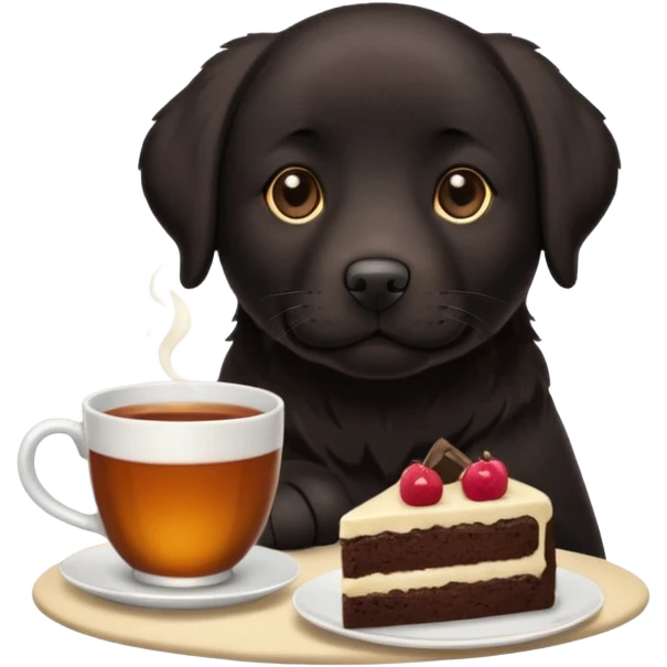 Cup of Tea cake black Labrador  emoji