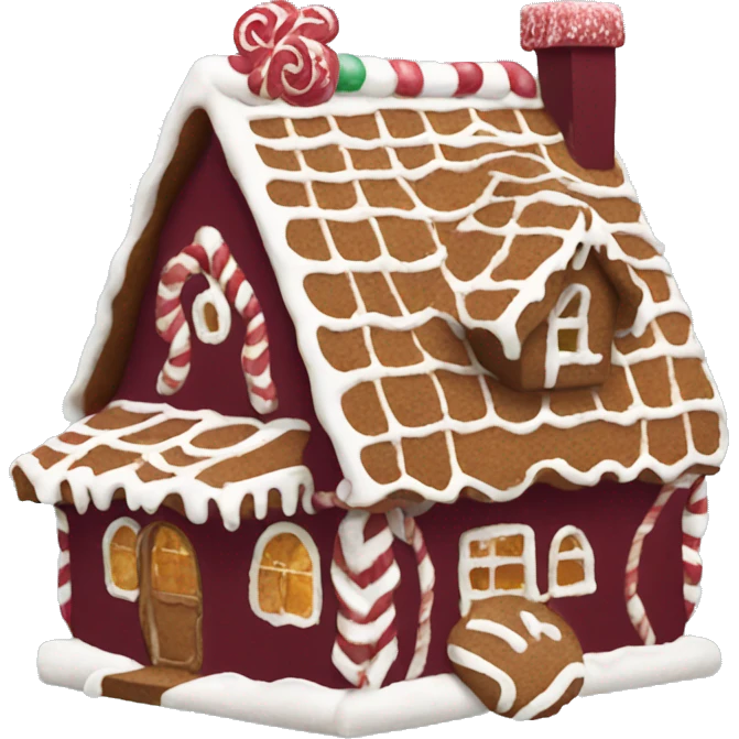 Burgundy gingerbread house emoji