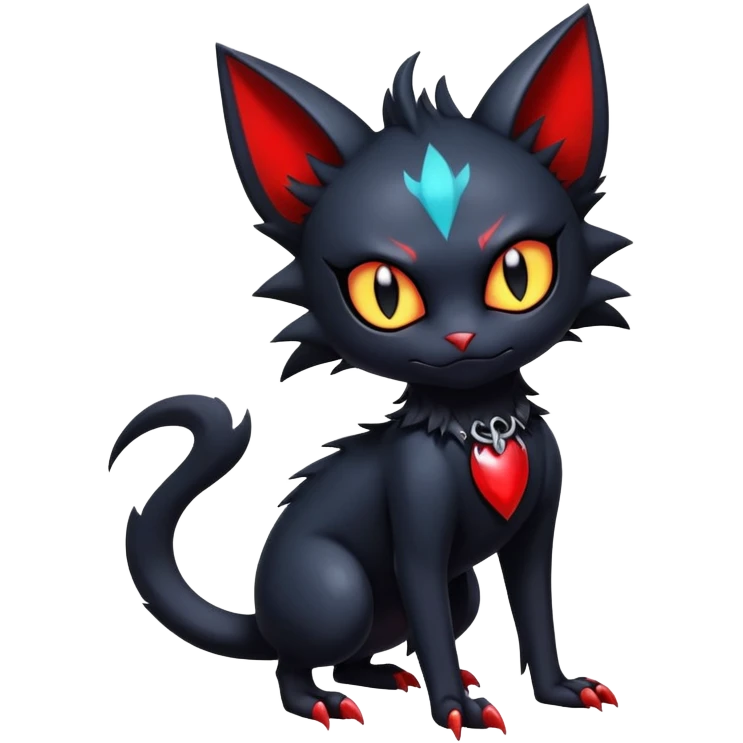 Vampiric feral futuristic gothic emo dark Litten-Noibat-Fakémon-hybrid-creature (full body) emoji