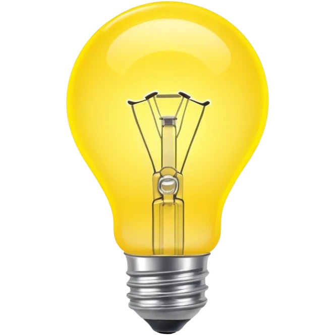 Generate a high-quality image of a glowing neon yellow light bulb, bright vibrant color, realistic glow effect, smooth gradient colors, no human figures, no facial features, no brand markings, simple dark background, high-resolution.
 emoji