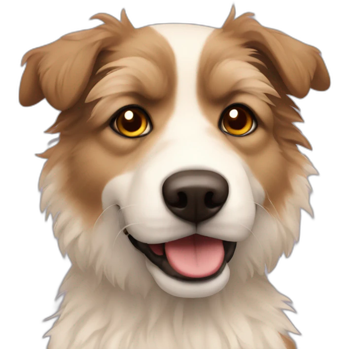 beige messy fur mixed breed brown eyes funny dog emoji