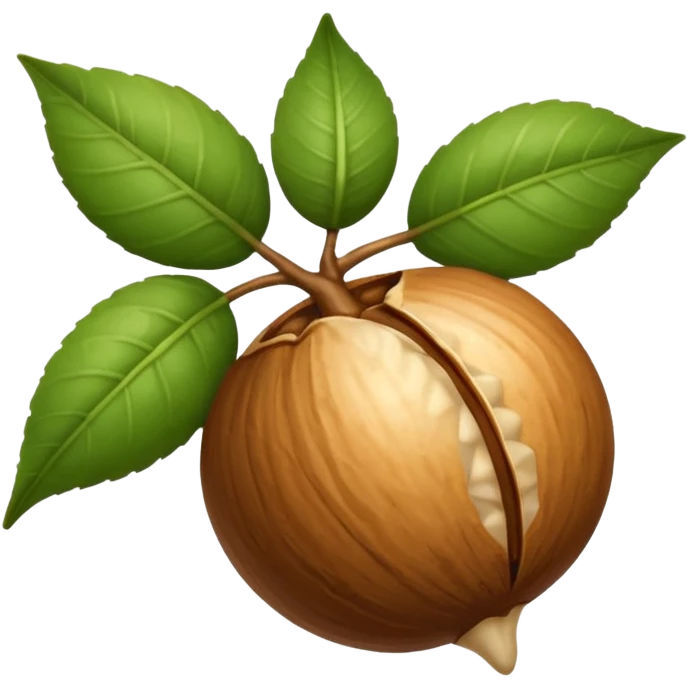macadamia nut with leaves emoji