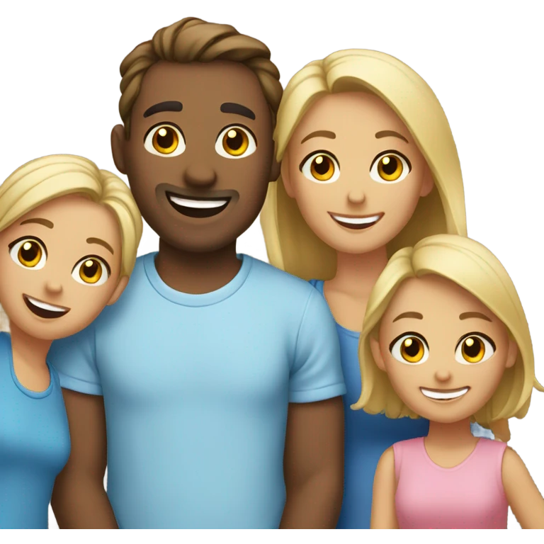 family of 5 smiling emoji