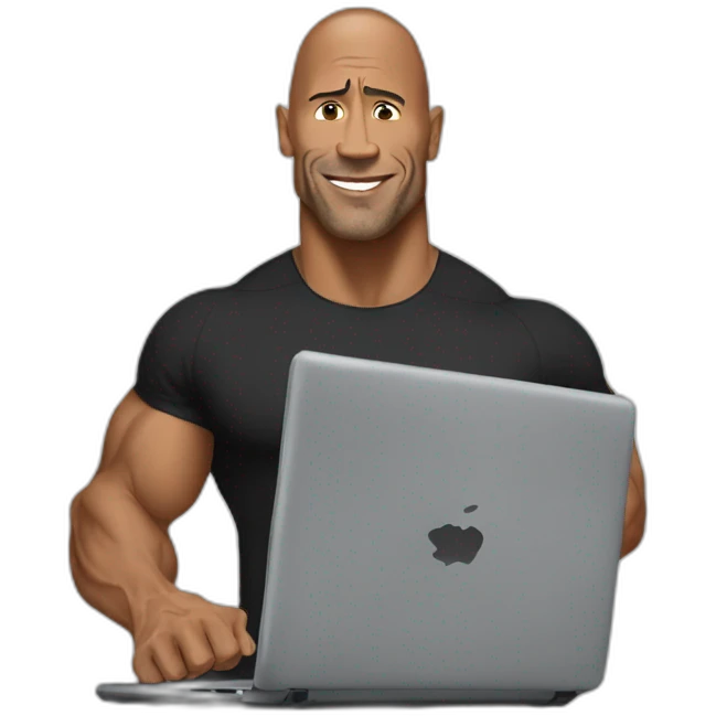 the rock handing laptop emoji
