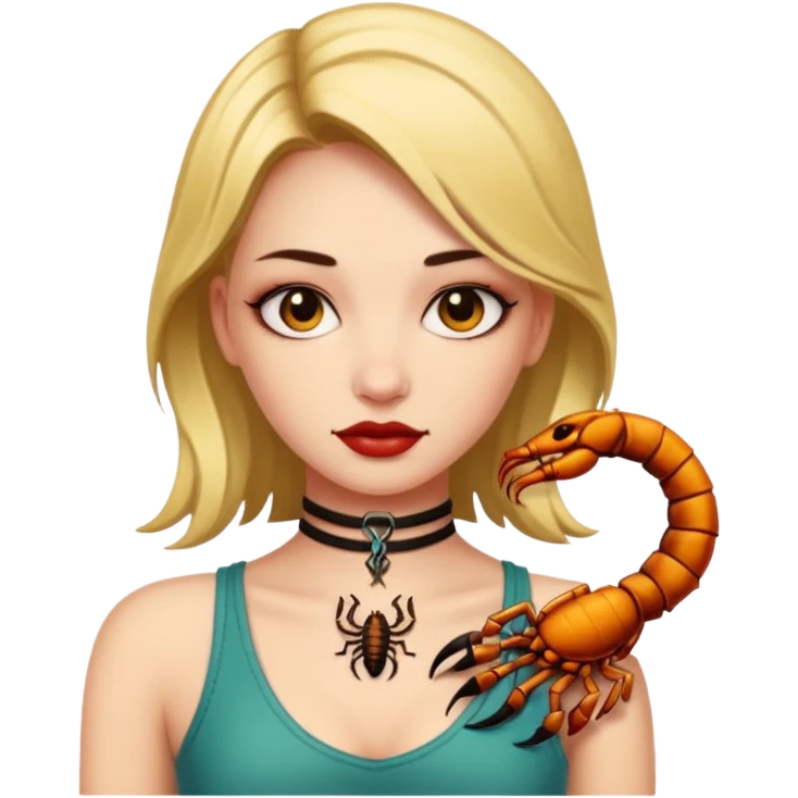 Girl with Scorpion Tattoo on the neck. emoji