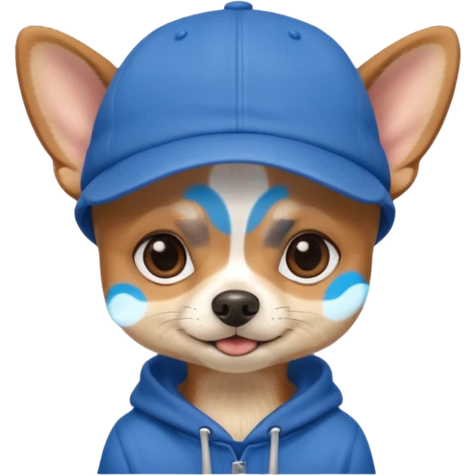Cute Chihuahua wearing like a cholo with blue cap  emoji