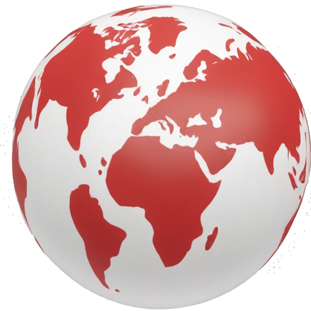Red globe with vertical white lines emoji