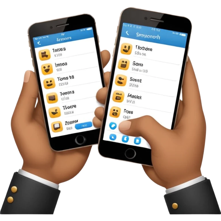 two hands exchanging a smartphone and an address book emoji