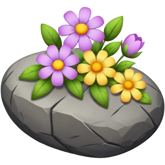 rock giving flowers emoji