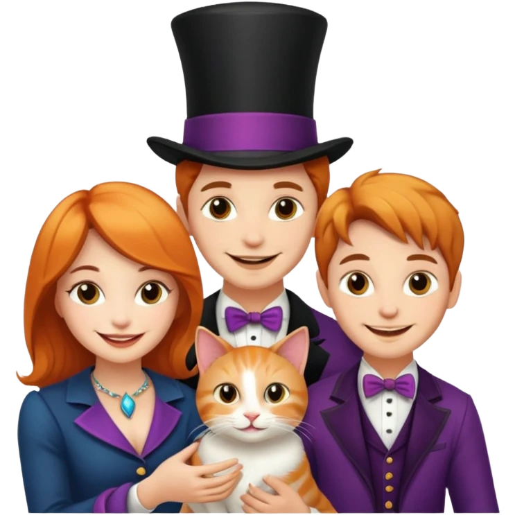 magician couple and their pet cat emoji