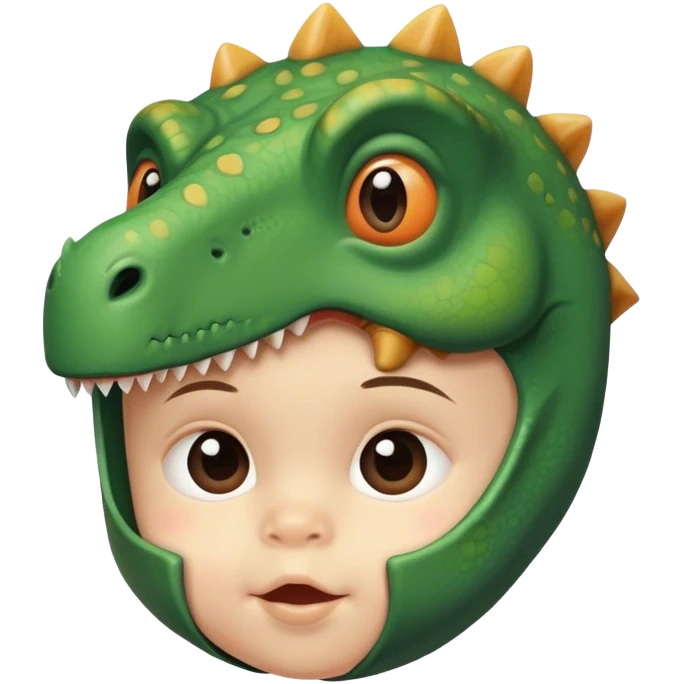Baby with a dinosaur mask emoji