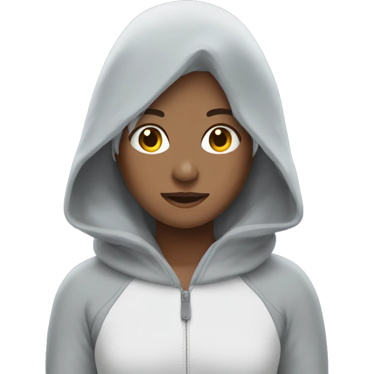 in a shark costume, girl, with gray hairstyle, teen, sleeping, white body emoji