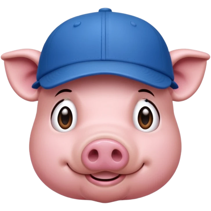 Pig emoji with blue baseball cap emoji