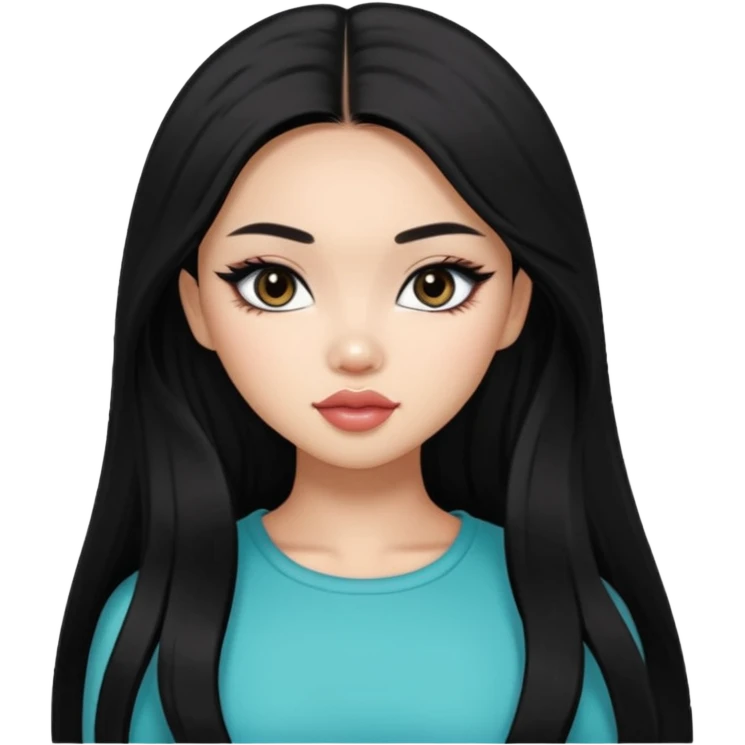 Vietnamese asian beauty, pretty bratz baddie, black eyeliner, black  long hair emoji