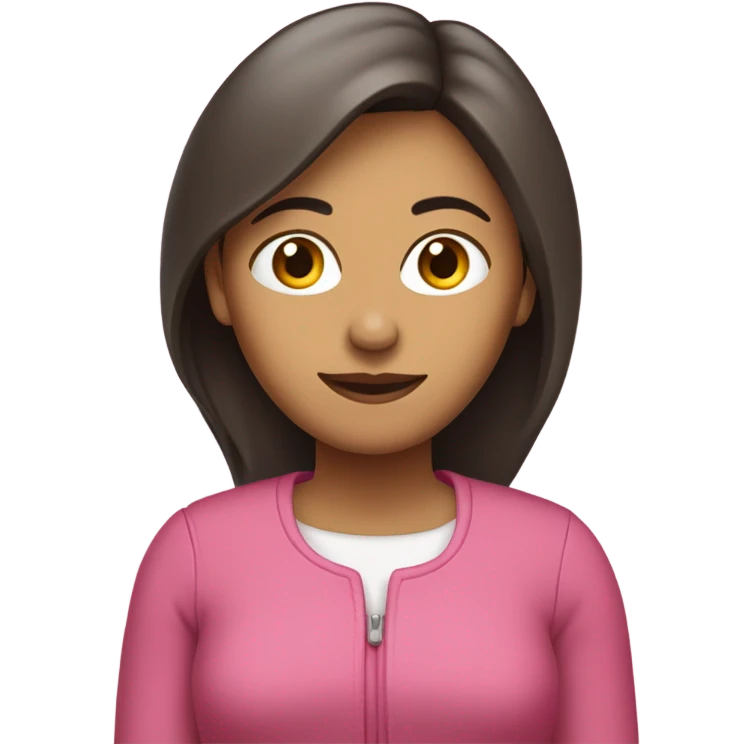 🙎🏽‍♀️ pelo lacio y largo con ropa rosa y cara normal emoji
