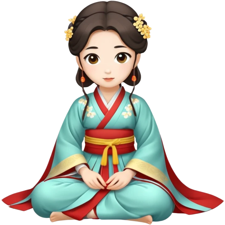 Beautiful girl in Hanfu sitting on the ground emoji
