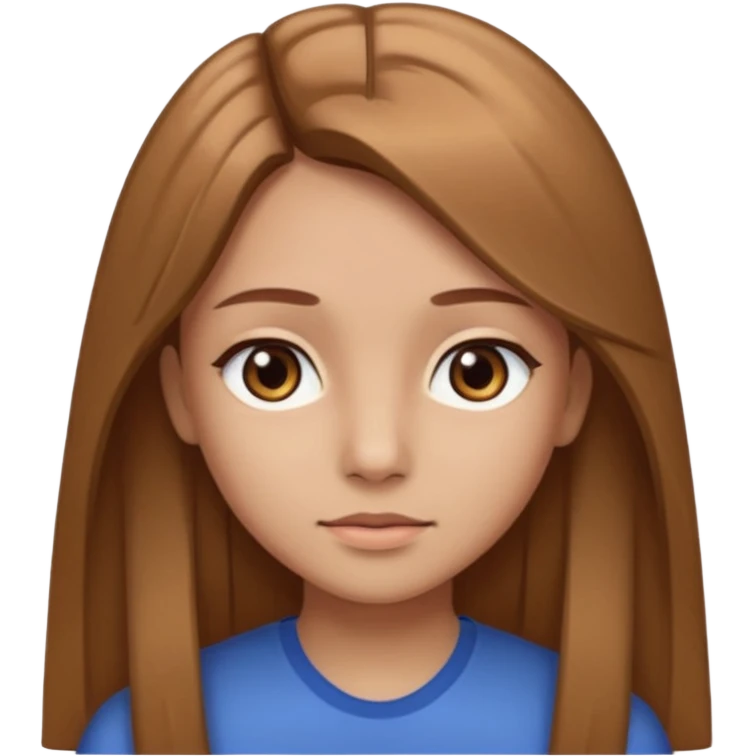 Fille châtain raie au milieu cheveux long et yeux marron et peau beige cheveux lisse pas de4iere les oreilles  emoji