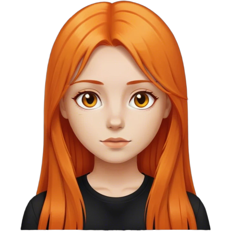 Girl with long orange straight hair and black shirt emoji