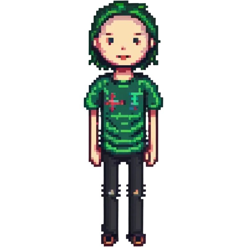 pixel art stick man with a T-shirt, minimal emoji