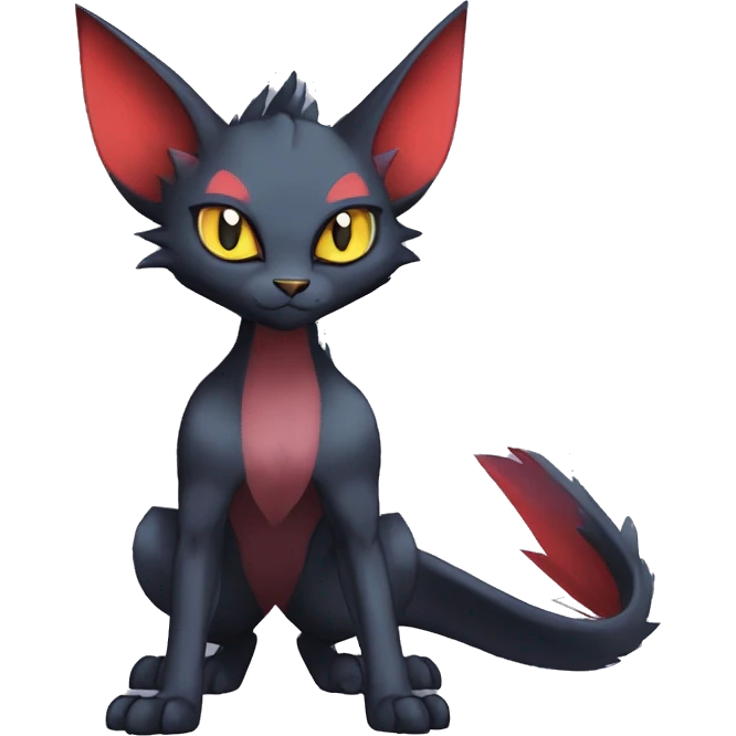 Black cool Vampiric Noivern-Zorua-Litten-Bat-Sphynx-Lykoi-Caracal-cat-Fakemon-fusion full-body emoji