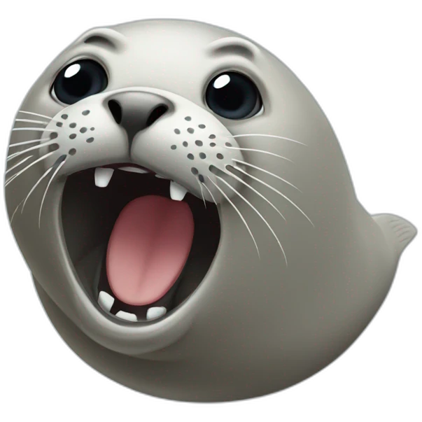 Terrified seal with an open mouth emoji
