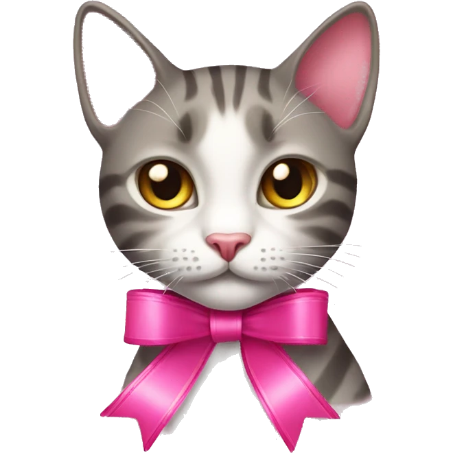 cat with pink coquette ribbons emoji