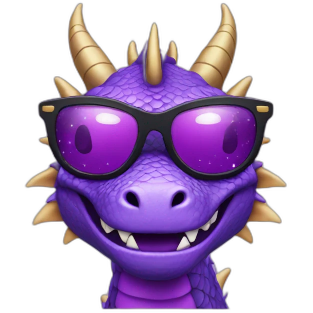 purple dragon with sunglasses and stars emoji