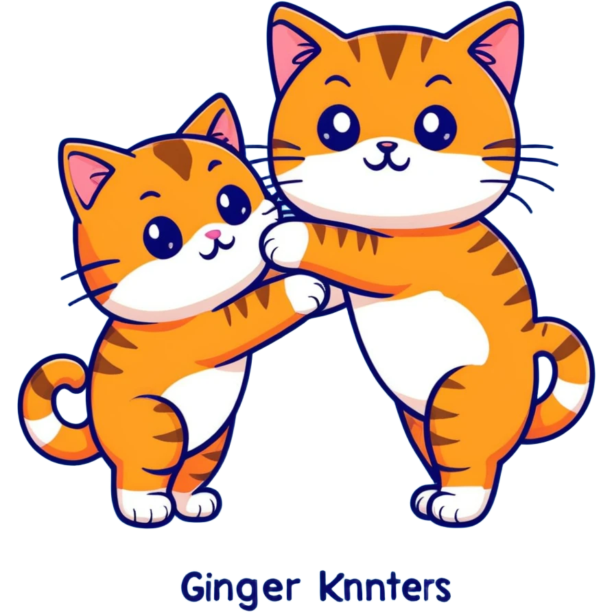 two ginger cats hugging, big eyes emoji