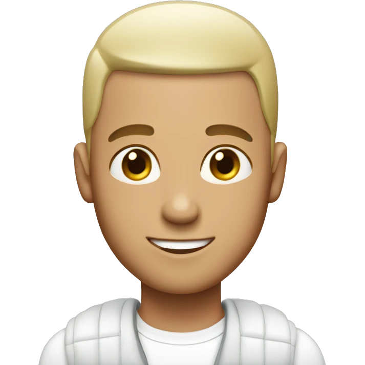 A guy with a buzz cut with a white cap emoji