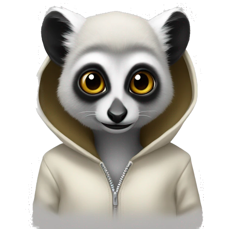 lemur catta hoodie black tail emoji