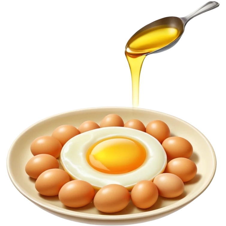 Chicken, cod liver oil, and egg yolks surrounded by a gentle golden radiance symbolizing vitamin A. The foods float in a pleasant arrangement with a subtle glow showing their nutritional benefits. emoji
