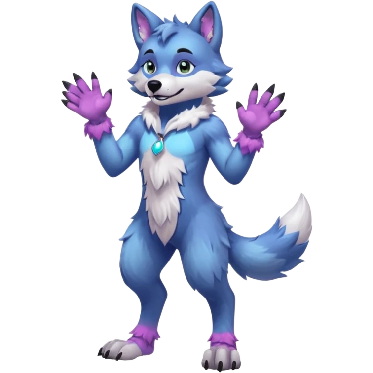 anthropomorphic anthro kawaii cute colorful shiny pastel furry wolf-fursona-fursuit furry  (2 legs, 2 arms) (full body) (shoulder bust) (half body) emoji