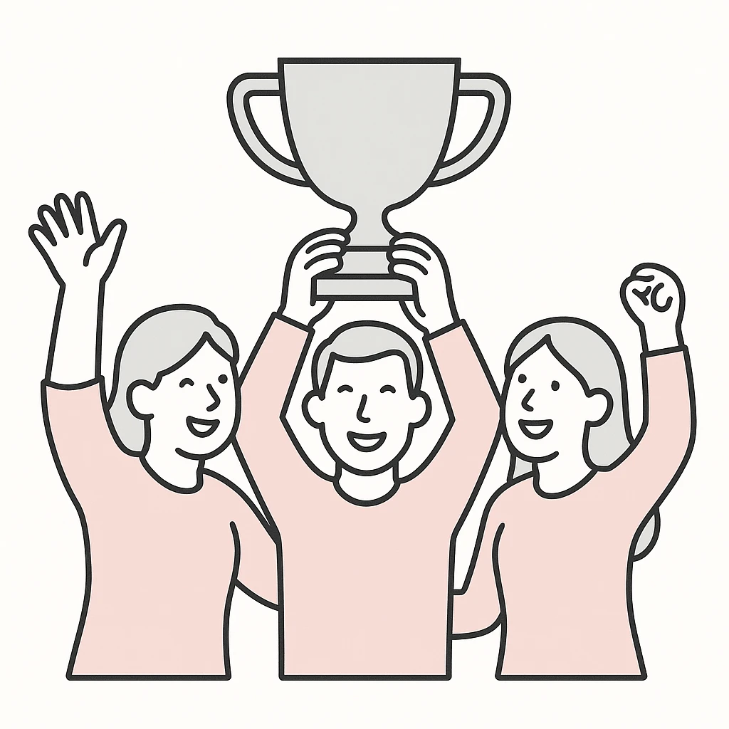 team celebrating with trophy emoji