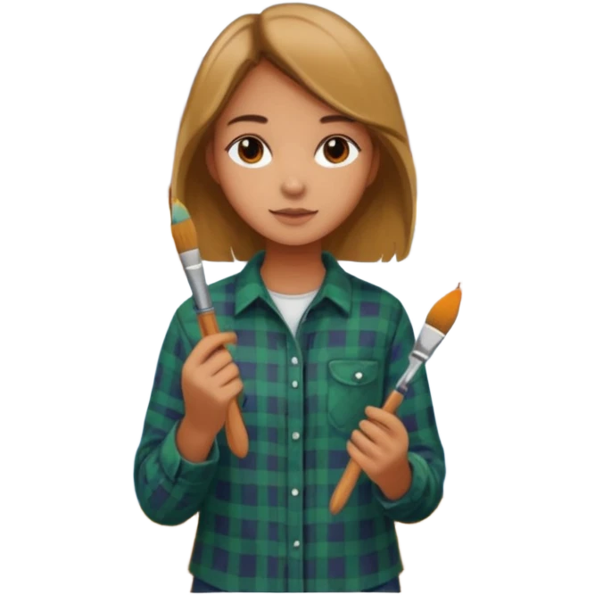 Girl painting fall scenery emoji